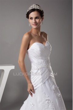 A-Line Sweetheart Chiffon Satin Lace Beaded Most Beautiful Wedding Dresses 2030096