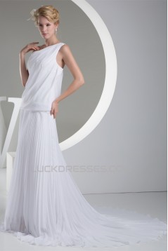 Chiffon Satin One-Shoulder Sheath/Column New Arrival Wedding Dresses 2030097