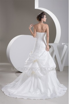 Strapless Satin Taffeta Sleeveless A-Line Wedding Dresses 2031001