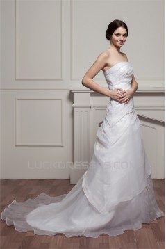 Strapless Sleeveless A-Line Satin Beautiful Wedding Dresses 2031002