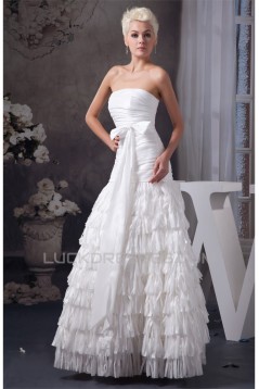 Strapless Sleeveless A-Line Satin Taffeta New Arrival Wedding Dresses 2031004