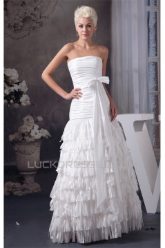 Strapless Sleeveless A-Line Satin Taffeta New Arrival Wedding Dresses 2031004