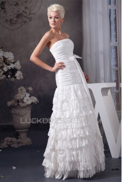 Strapless Sleeveless A-Line Satin Taffeta New Arrival Wedding Dresses 2031004