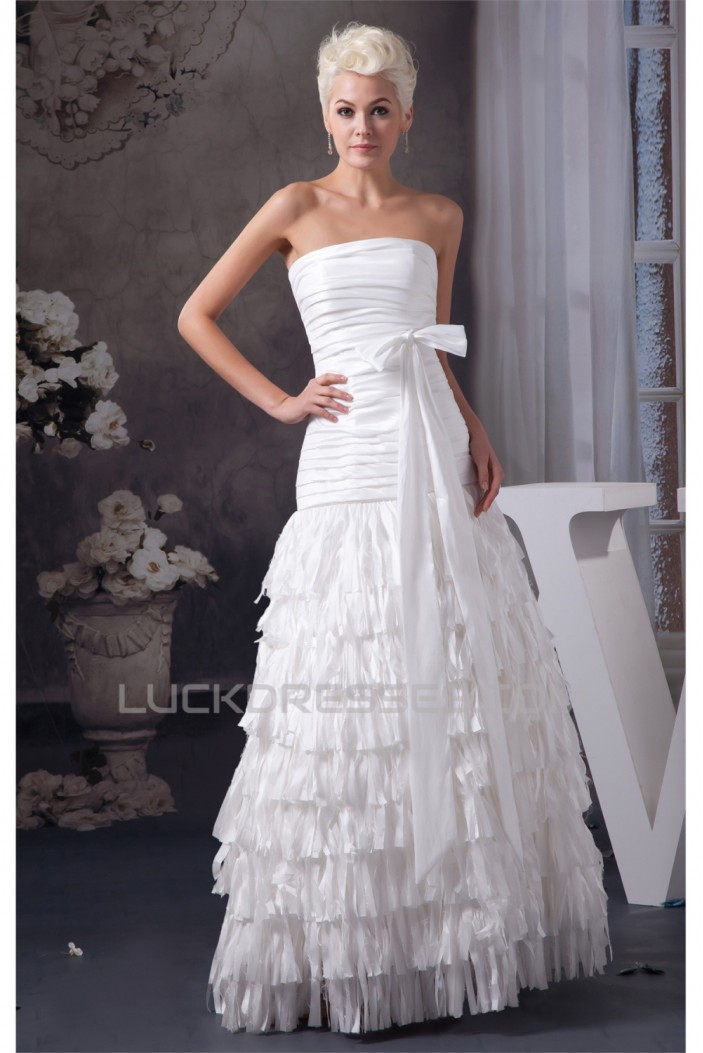 Strapless Sleeveless A-Line Satin Taffeta New Arrival Wedding Dresses 2031004