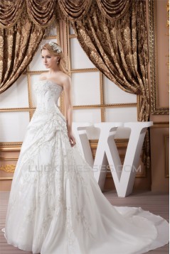 Strapless Sleeveless Ball Gown Satin New Arrival Wedding Dresses 2031005