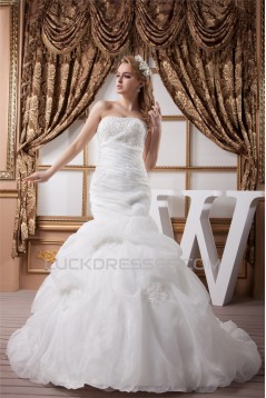 Strapless Sleeveless Satin Mermaid/Trumpet Wedding Dresses 2031008