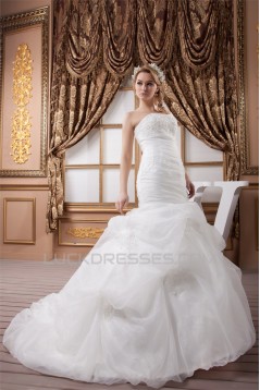 Strapless Sleeveless Satin Mermaid/Trumpet Wedding Dresses 2031008