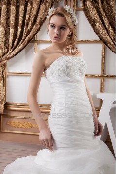 Strapless Sleeveless Satin Mermaid/Trumpet Wedding Dresses 2031008