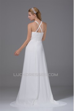 A-Line Halter Sleeveless Chiffon Wedding Dresses 2030101