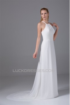 A-Line Halter Sleeveless Chiffon Wedding Dresses 2030101