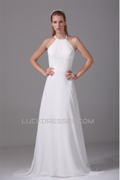 A-Line Halter Sleeveless Chiffon Wedding Dresses 2030101