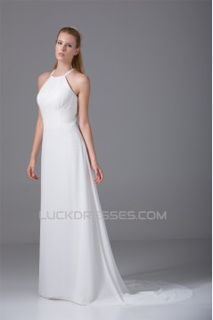 A-Line Halter Sleeveless Chiffon Wedding Dresses 2030101