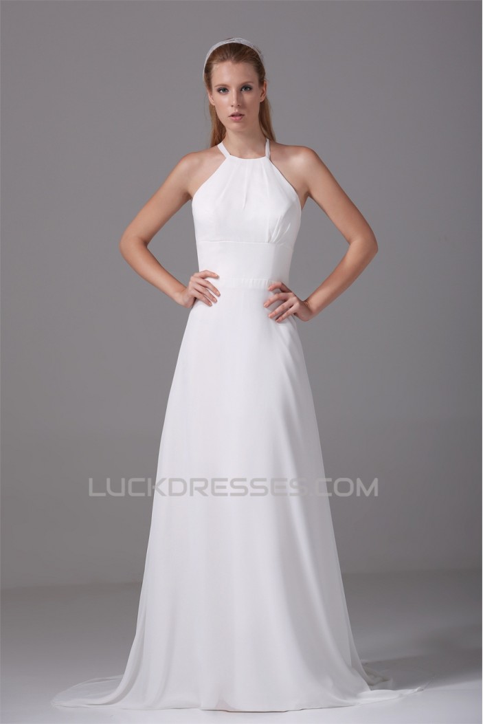 A-Line Halter Sleeveless Chiffon Wedding Dresses 2030101