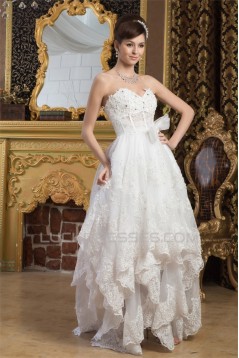Sweetheart Sheath/Column Sleeveless Satin Fine Netting Lace Wedding Dresses 2031023