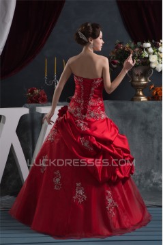 Sweetheart Sleeveless Floor-Length Ball Gown Red Wedding Dresses 2031028