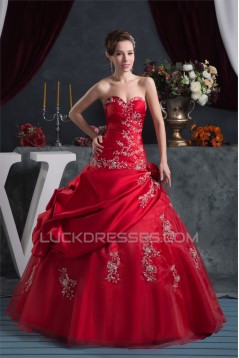 Sweetheart Sleeveless Floor-Length Ball Gown Red Wedding Dresses 2031028