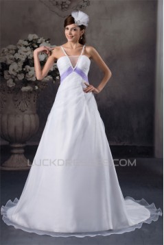 A-Line Satin Sleeveless V-Neck Beaded Wedding Dresses 2031032