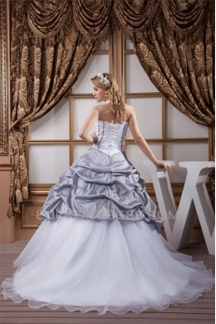 A-Line Satin Taffeta Halter Sleeveless Sweet Wedding Dresses 2031033