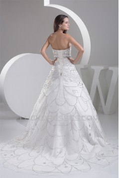 A-Line Strapless Beaded Sleeveless Wedding Dresses 2031055