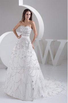 A-Line Strapless Beaded Sleeveless Wedding Dresses 2031055