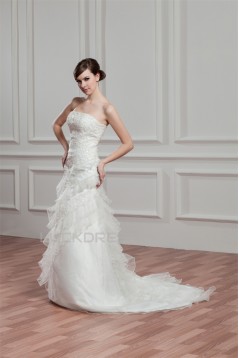 Wholesale Strapless Satin Organza Sleeveless A-Line Wedding Dresses 2031056