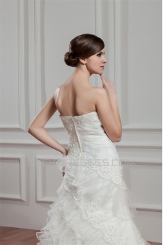 Wholesale Strapless Satin Organza Sleeveless A-Line Wedding Dresses 2031056