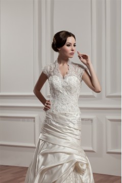 Wonderful A-Line Portrait Sleeveless V-Neck Lace Wedding Dresses 2031057