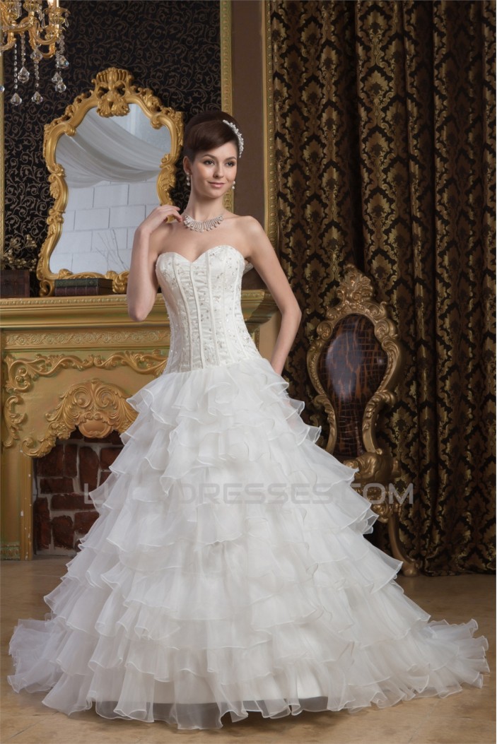 Wonderful A-Line Sleeveless Satin Sweetheart Beaded Wedding Dresses 2031059