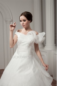 Wonderful Satin Sleeveless A-Line Off-the-Shoulder Wedding Dresses 2031068