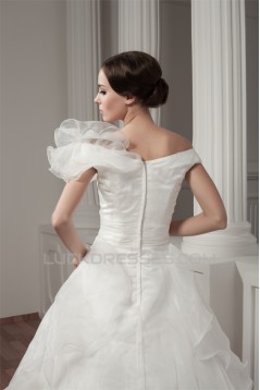 Wonderful Satin Sleeveless A-Line Off-the-Shoulder Wedding Dresses 2031068