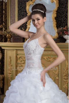Wonderful Satin Sleeveless Spaghetti Straps A-Line Beaded Wedding Dresses 2031069