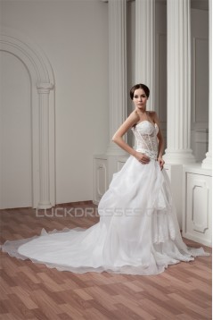 Wonderful Sleeveless Sweetheart Satin A-Line Best Wedding Dresses 2031073