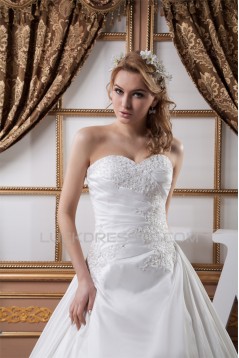 Wonderful A-Line Sweetheart Satin Lace Taffeta Wedding Dresses with A Long Sleeve Jacket 2031075