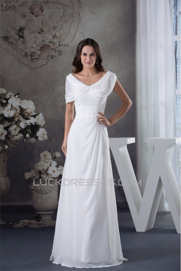 A-Line Chiffon V-Neck Floor-Length New Arrival Wedding Dresses 2030108