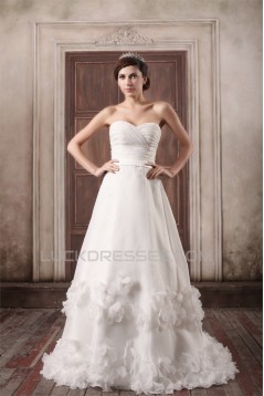 A-Line Satin Sleeveless Sweetheart Embellished Wedding Dresses 2031083