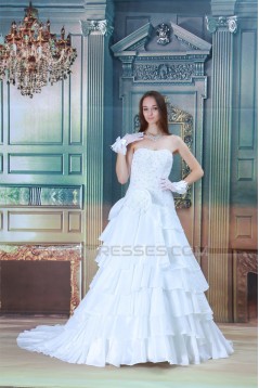 A-Line Sleeveless Soft Sweetheart Satin Taffeta Most Beautiful Wedding Dresses 2031085