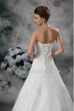 A-Line Sleeveless Sweetheart Lace Fine Netting Wedding Dresses 2031086