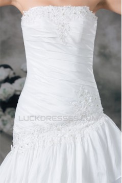 A-Line Strapless Organza Taffeta Sleeveless Best Wedding Dresses 2031093