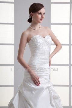 A-Line Sweetheart Satin Sleeveless Wedding Dresses 2031096