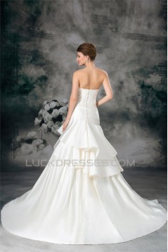 A-Line Sweetheart Satin Sleeveless Embellished Wedding Dresses 2031097