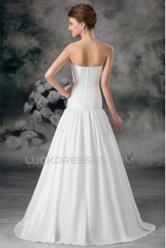 Amazing A-Line Sleeveless Satin Sweetheart Beaded Wedding Dresses 2031101