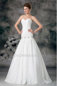 Amazing A-Line Sleeveless Satin Sweetheart Beaded Wedding Dresses 2031101