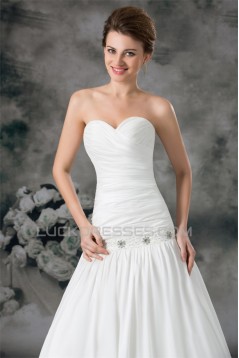 Amazing A-Line Sleeveless Satin Sweetheart Beaded Wedding Dresses 2031101