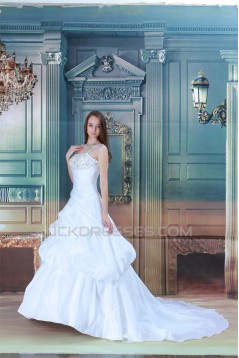 Amazing Ball Gown Straps Satin Sleeveless Beaded Wedding Dresses 2031106