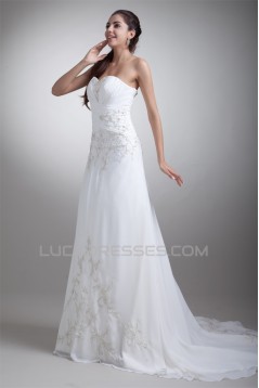 Amazing Chiffon Satin Sleeveless Sweetheart A-Line Wedding Dresses 2031107