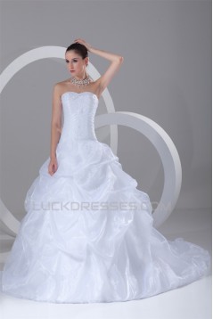 Amazing Satin Organza Sweetheart Sleeveless A-Line Beaded Wedding Dresses 2031112