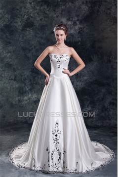 Amazing Sleeveless A-Line Satin Sweetheart Wedding Dresses with Color 2031113