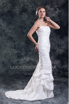 Amazing Taffeta Strapless Mermaid/Trumpet Sleeveless Wedding Dresses 2031118