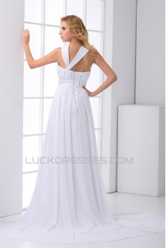 Asymmetrical Sleeveless Chiffon Satin A-Line New Arrival Wedding Dresses 2031120