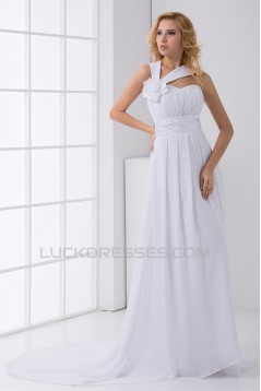 Asymmetrical Sleeveless Chiffon Satin A-Line New Arrival Wedding Dresses 2031120